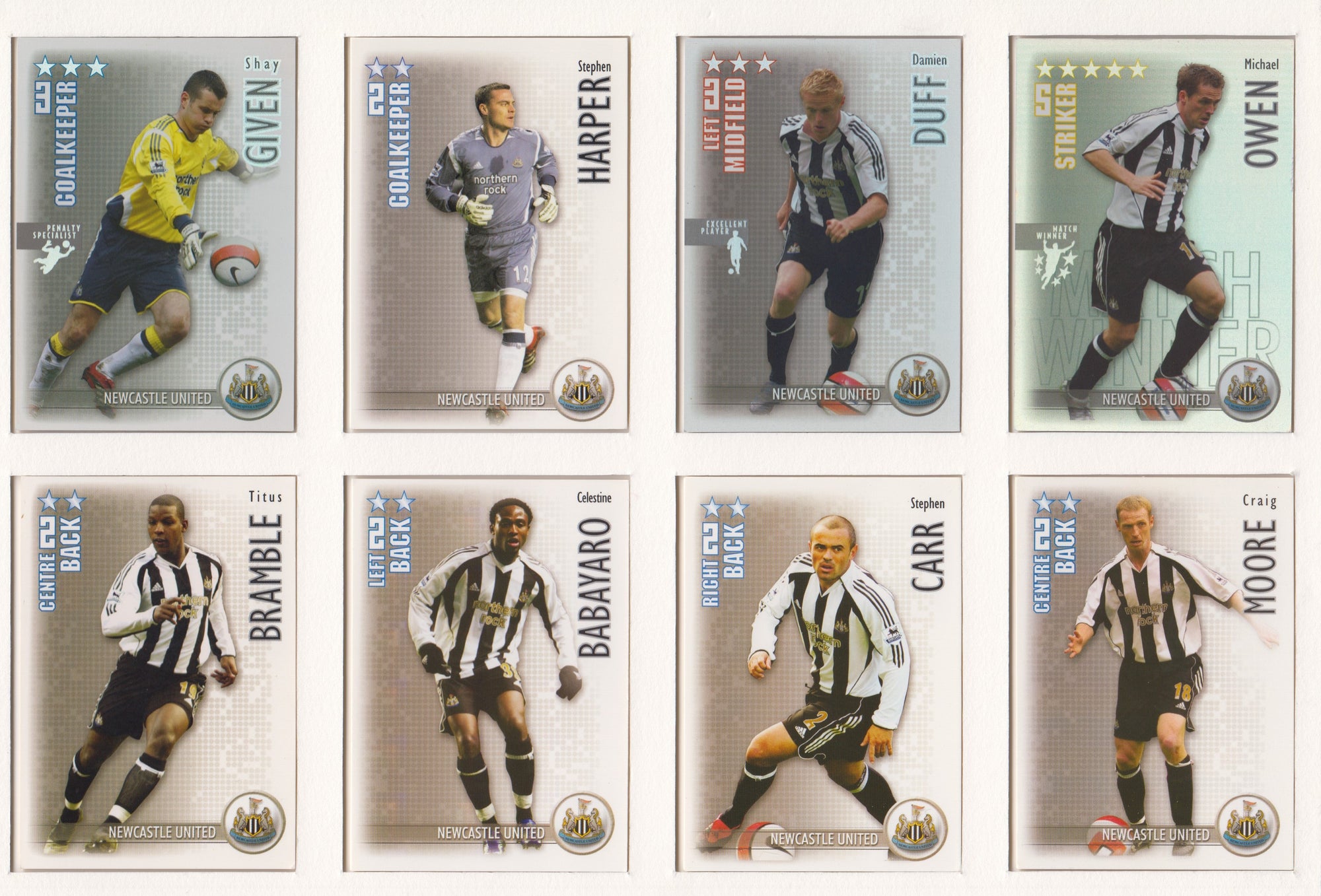 000. NEWCASTLE UNITED - KOMPLETT SETT MED SHOOT OUT PREMIER LEAGUE 2006/07 - INCL UPDATE