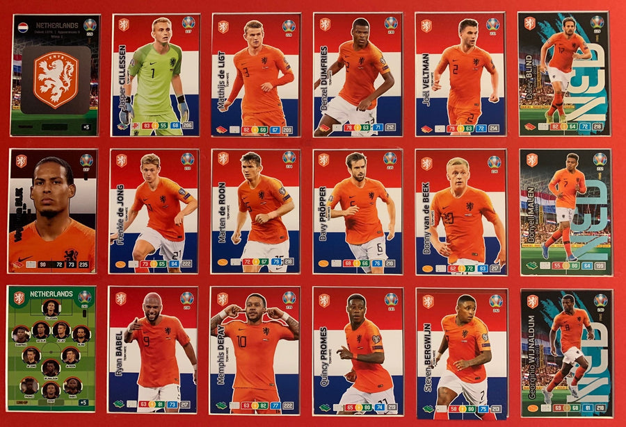 000. NETHERLANDS - KOMPLETT SETT MED 18 KORT - PANINI EURO 2020