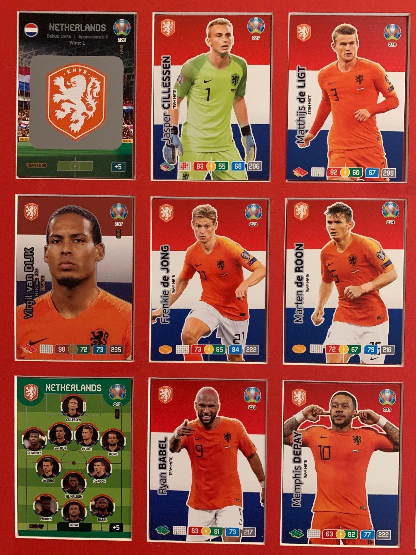 000. NETHERLANDS - KOMPLETT SETT MED 18 KORT - PANINI EURO 2020