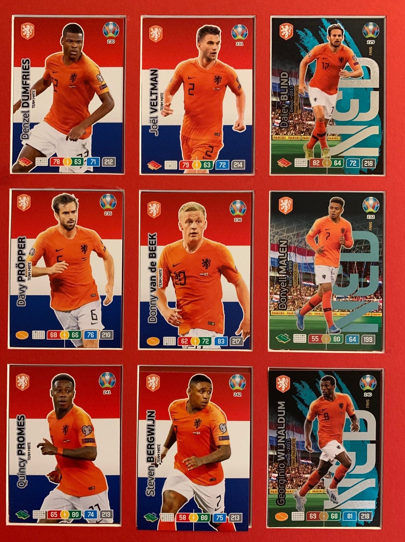 000. NETHERLANDS - KOMPLETT SETT MED 18 KORT - PANINI EURO 2020