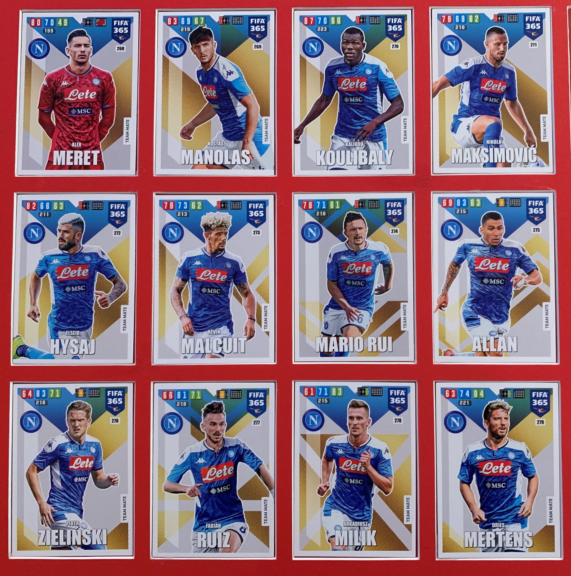 000. SSC NAPOLI - KOMPLETT SETT TEAM MATES PANINI FIFA 365 ADRENALYN 2020