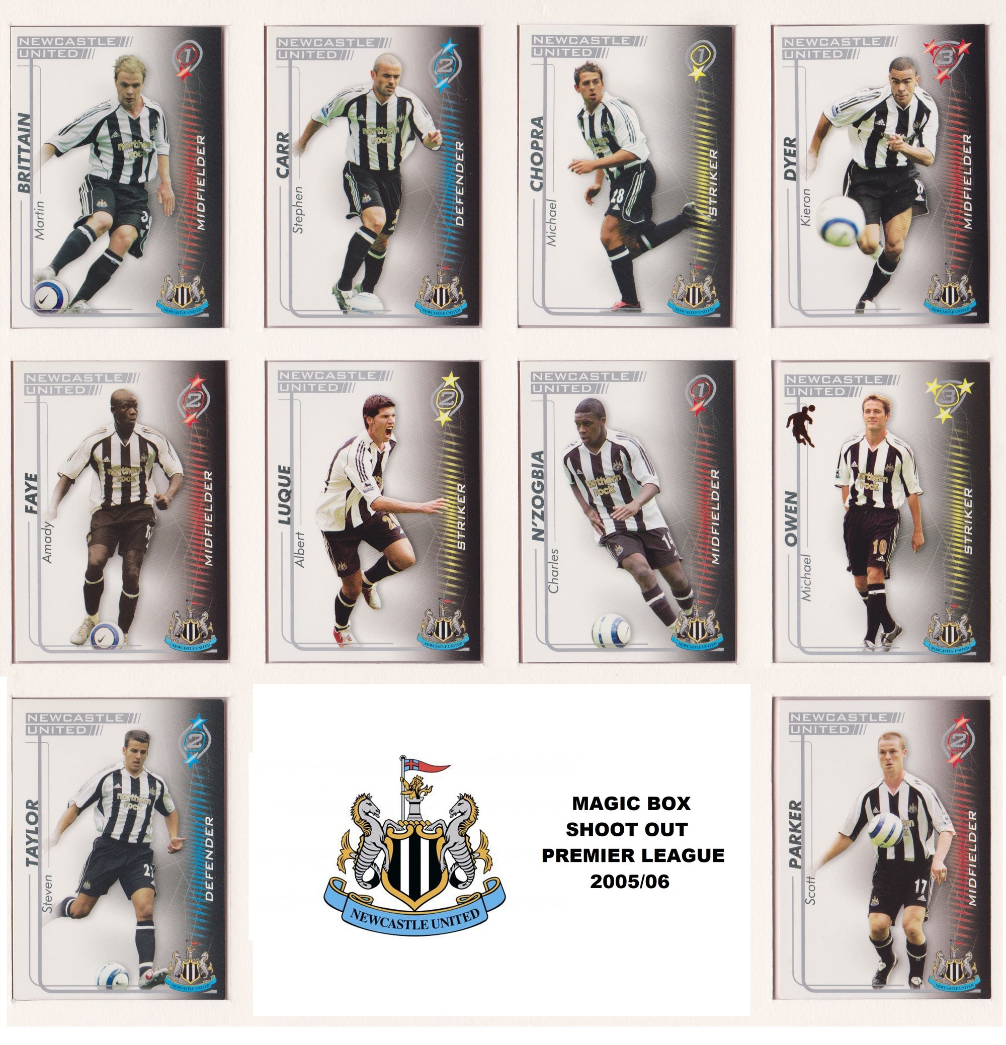 000. NEWCASTLE UNITED - KOMPLETT SETT MED SHOOT OUT PREMIER LEAGUE 2005/06