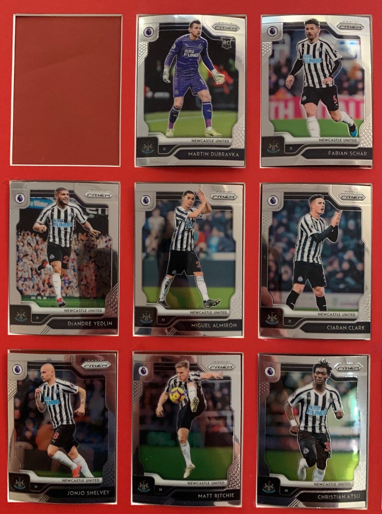 000. NEWCASTLE UNITED - KOMPLETT SETT MED PANINI PRIZM PREMIER LEAGUE 2019/20