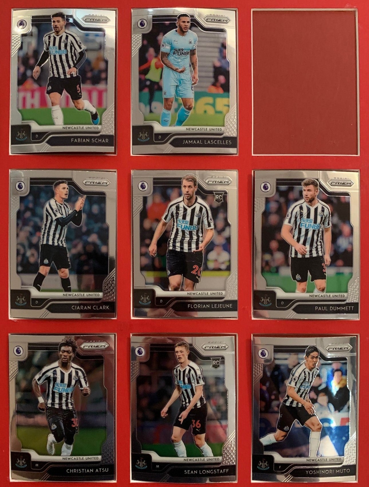 000. NEWCASTLE UNITED - KOMPLETT SETT MED PANINI PRIZM PREMIER LEAGUE 2019/20