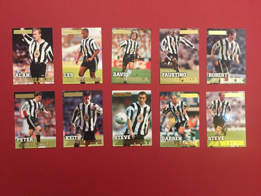 000. NEWCASTLE UNITED KOMPLETT SETT MED FOTBALLKORT MERLIN`S PREMIER GOLD 1996/97