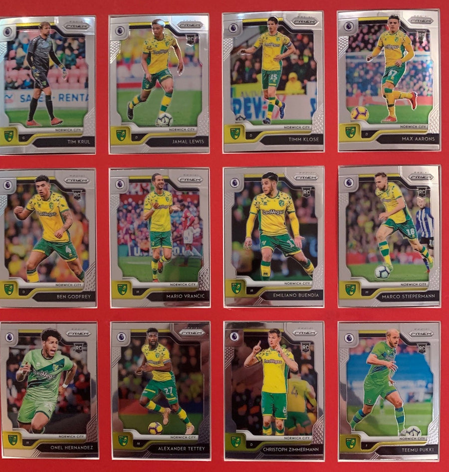 000. NORWICH CITY KOMPLETT SETT MED PANINI PRIZM PREMIER LEAGUE 2019/20