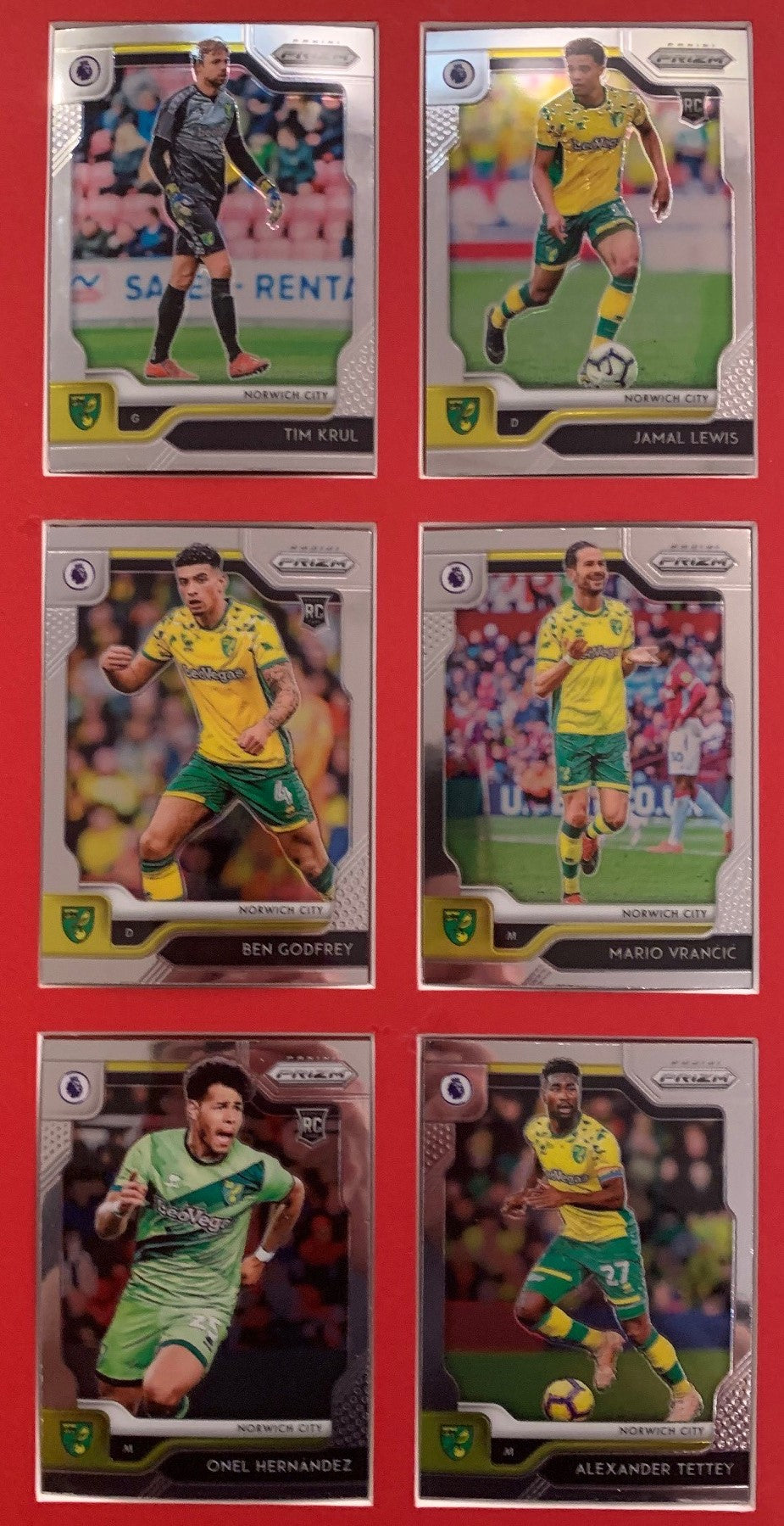 000. NORWICH CITY KOMPLETT SETT MED PANINI PRIZM PREMIER LEAGUE 2019/20