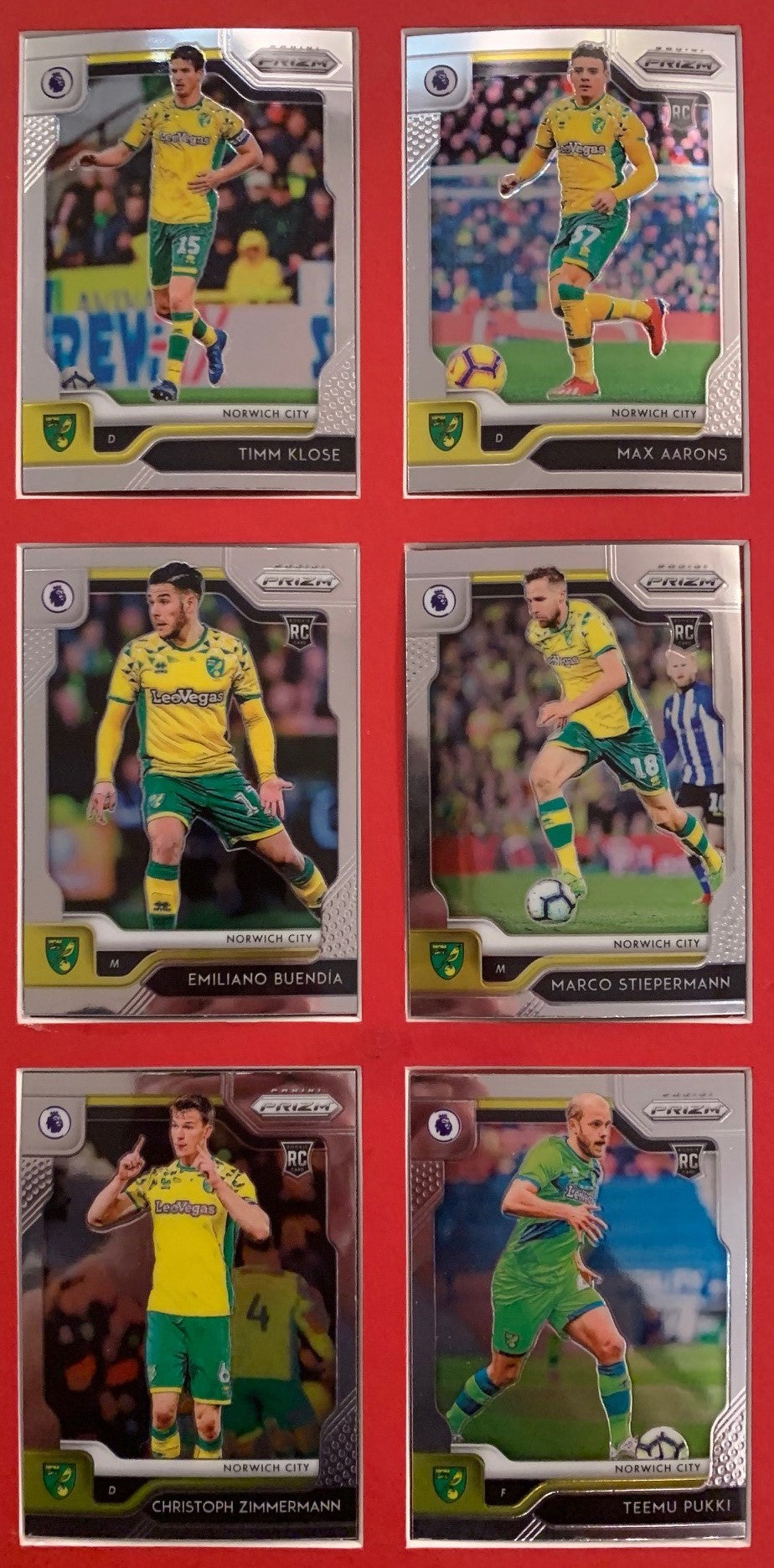 000. NORWICH CITY KOMPLETT SETT MED PANINI PRIZM PREMIER LEAGUE 2019/20