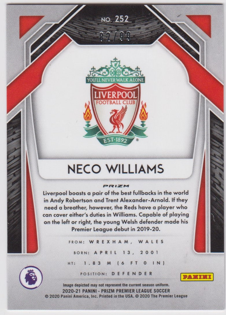 #099. BREAKAWAY VIOLET PRIZM - NECO WILLIAMS - LIVERPOOL - ROOKIE - CARD 82 OF 99