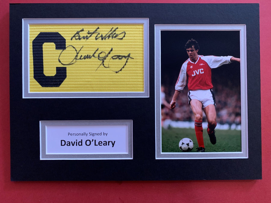 ARSENAL - DAVID O`LEARY - SIGNERT KAPTEINSBIND MED EKTEHETSBEVIS/COA
