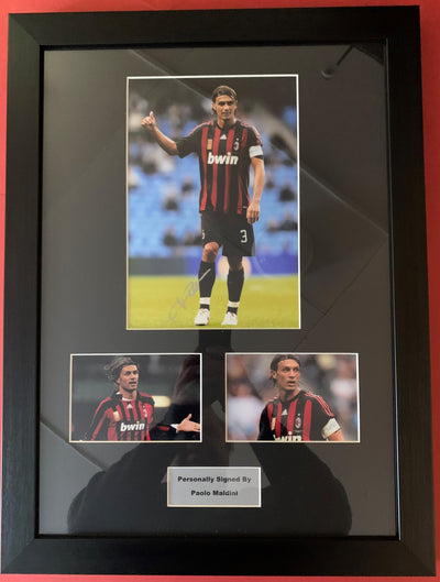 PAOLO MALDINI - SIGNERT OG INNRAMMET BILDE MED EKTEHETSBEVIS/COA