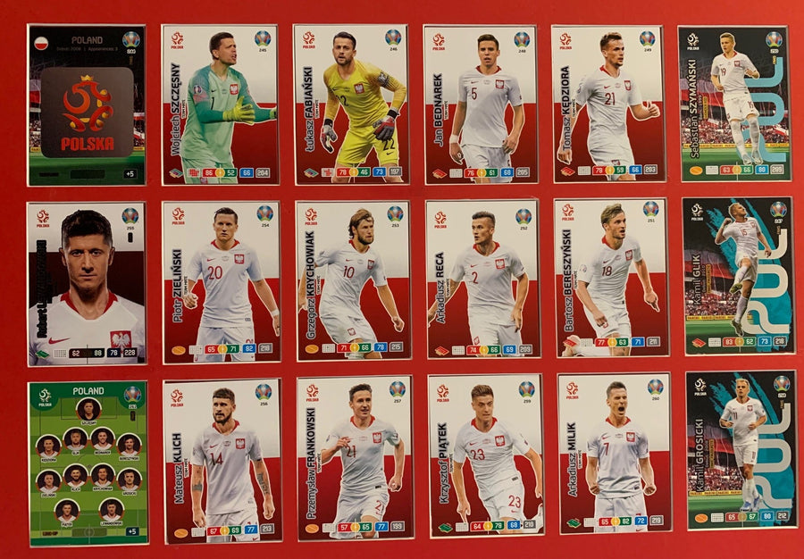 000. POLAND - KOMPLETT SETT MED 18 KORT - PANINI EURO 2020