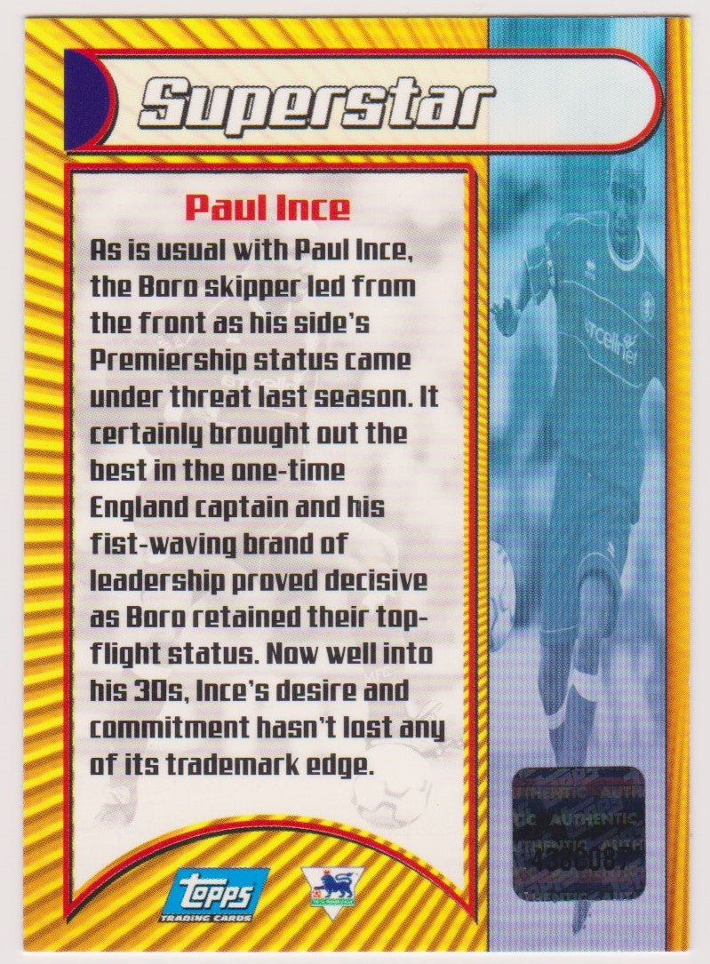 PAUL INCE - MIDDLESBROUGH - SUPERSTAR AUTOGRAPH