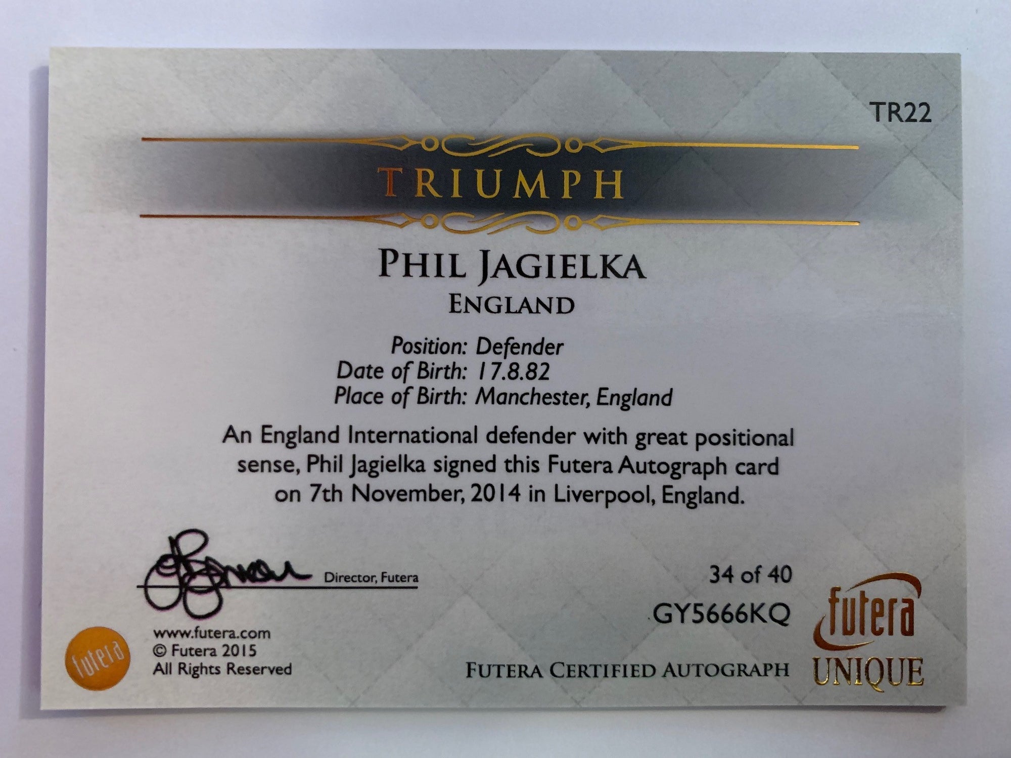 PHIL JAGIELKA - ENGLAND - FUTERA UNIQUE -TRIUMPH 2015 #40