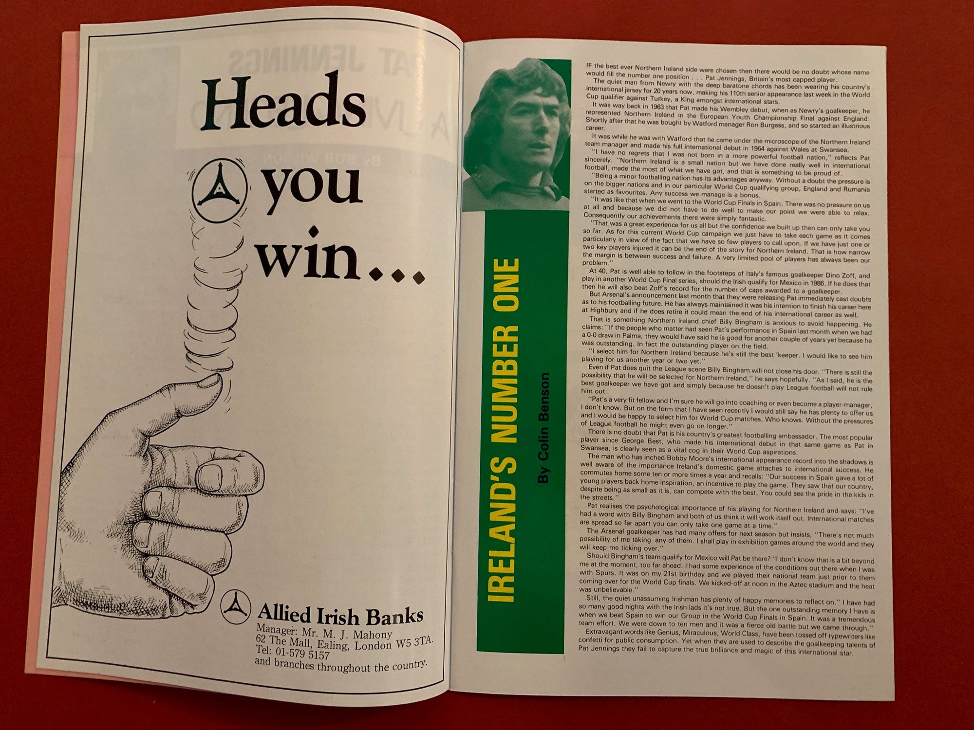 1985. PAT JENNINGS TESTEMONIAL PROGRAM