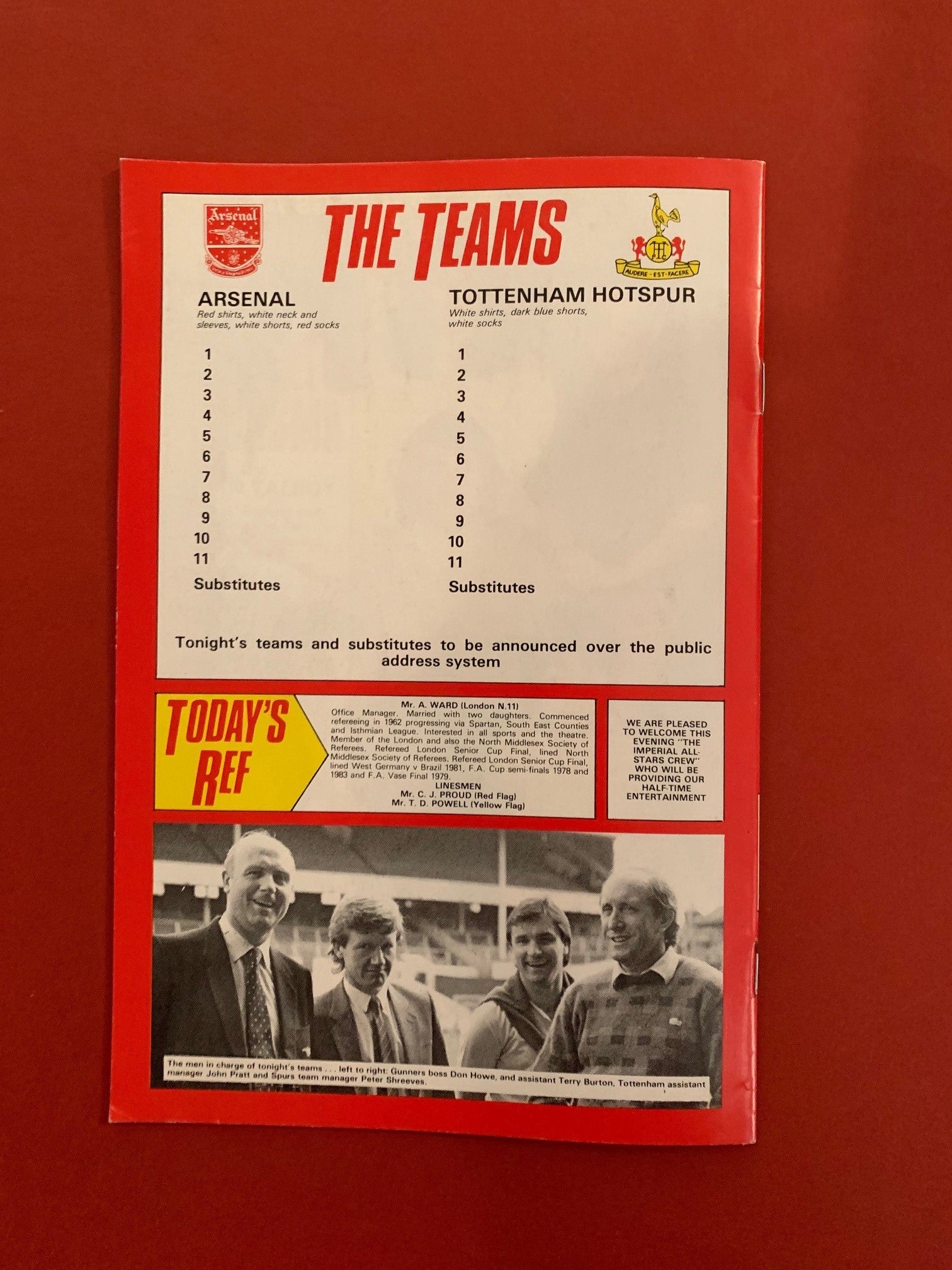 1985. PAT JENNINGS TESTEMONIAL PROGRAM