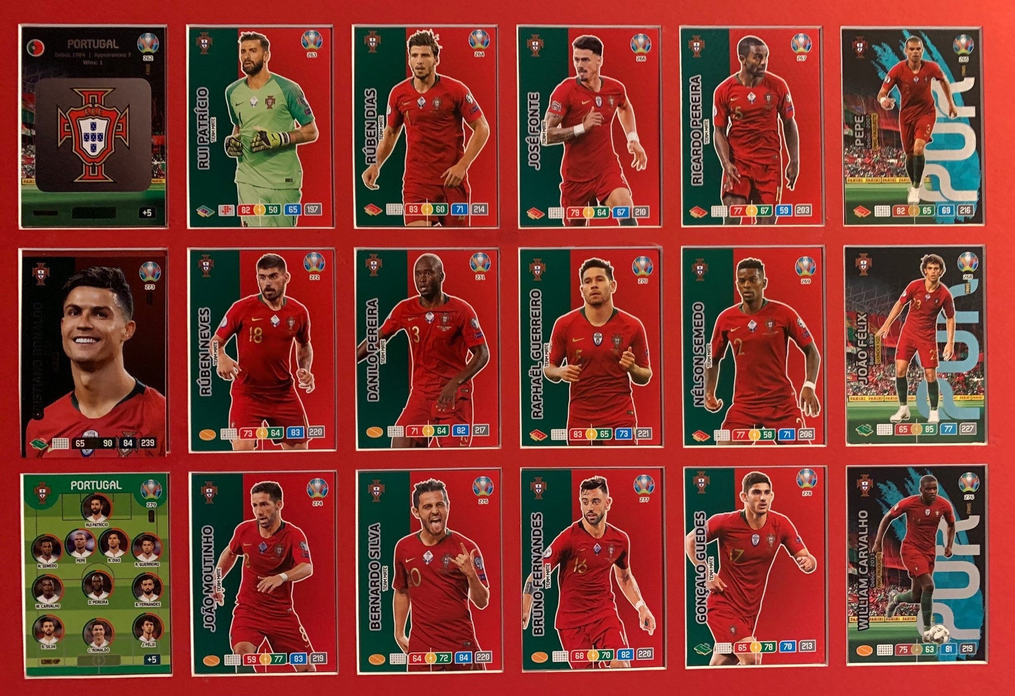 000. PORTUGAL - KOMPLETT SETT MED 18 KORT - PANINI EURO 2020