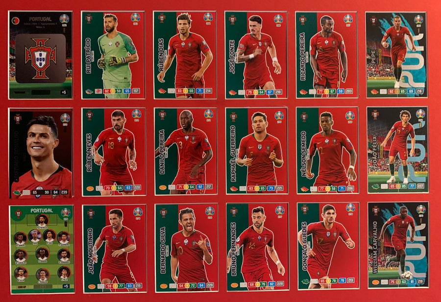 000. PORTUGAL - KOMPLETT SETT MED 18 KORT - PANINI EURO 2020
