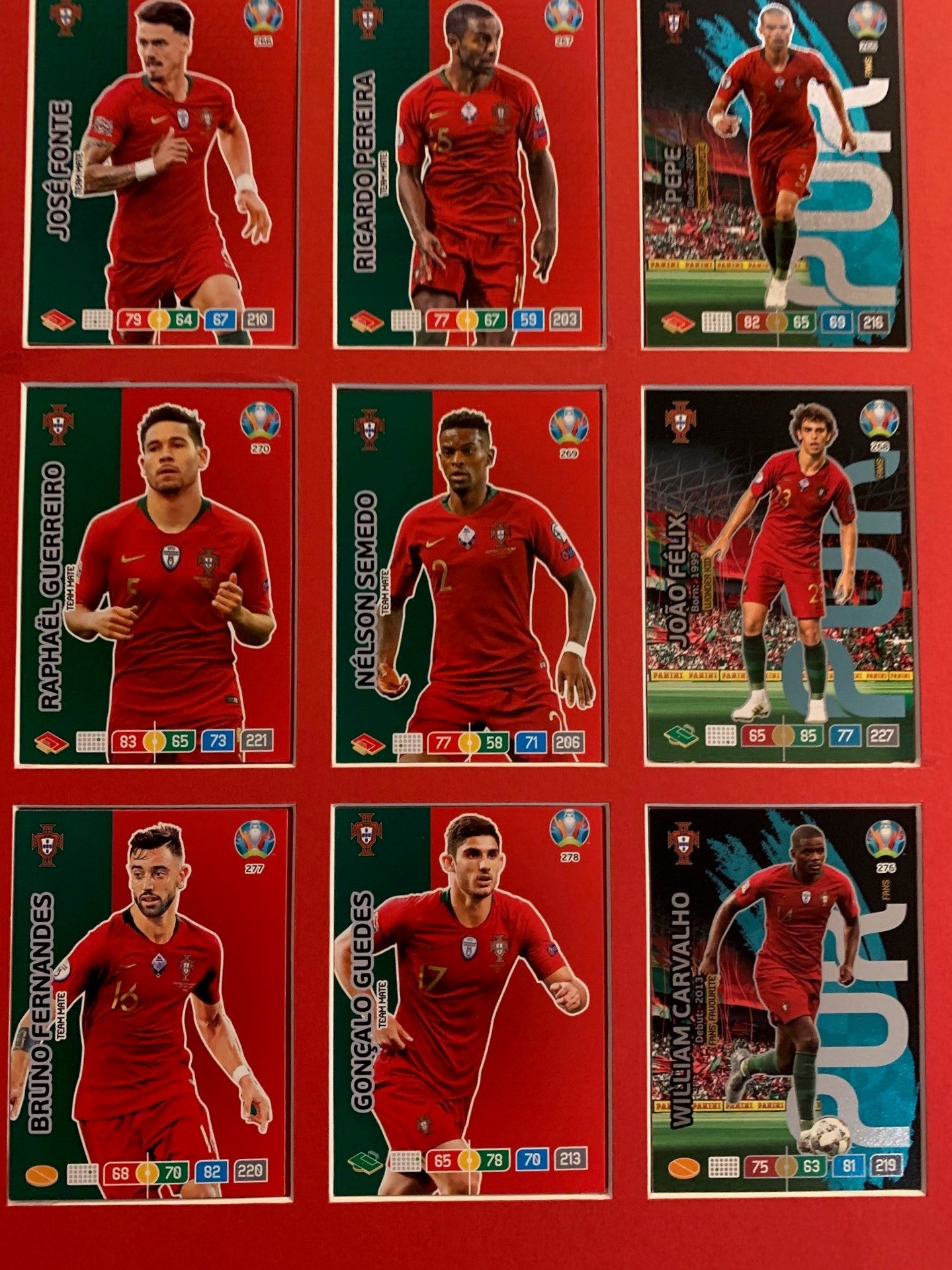 000. PORTUGAL - KOMPLETT SETT MED 18 KORT - PANINI EURO 2020