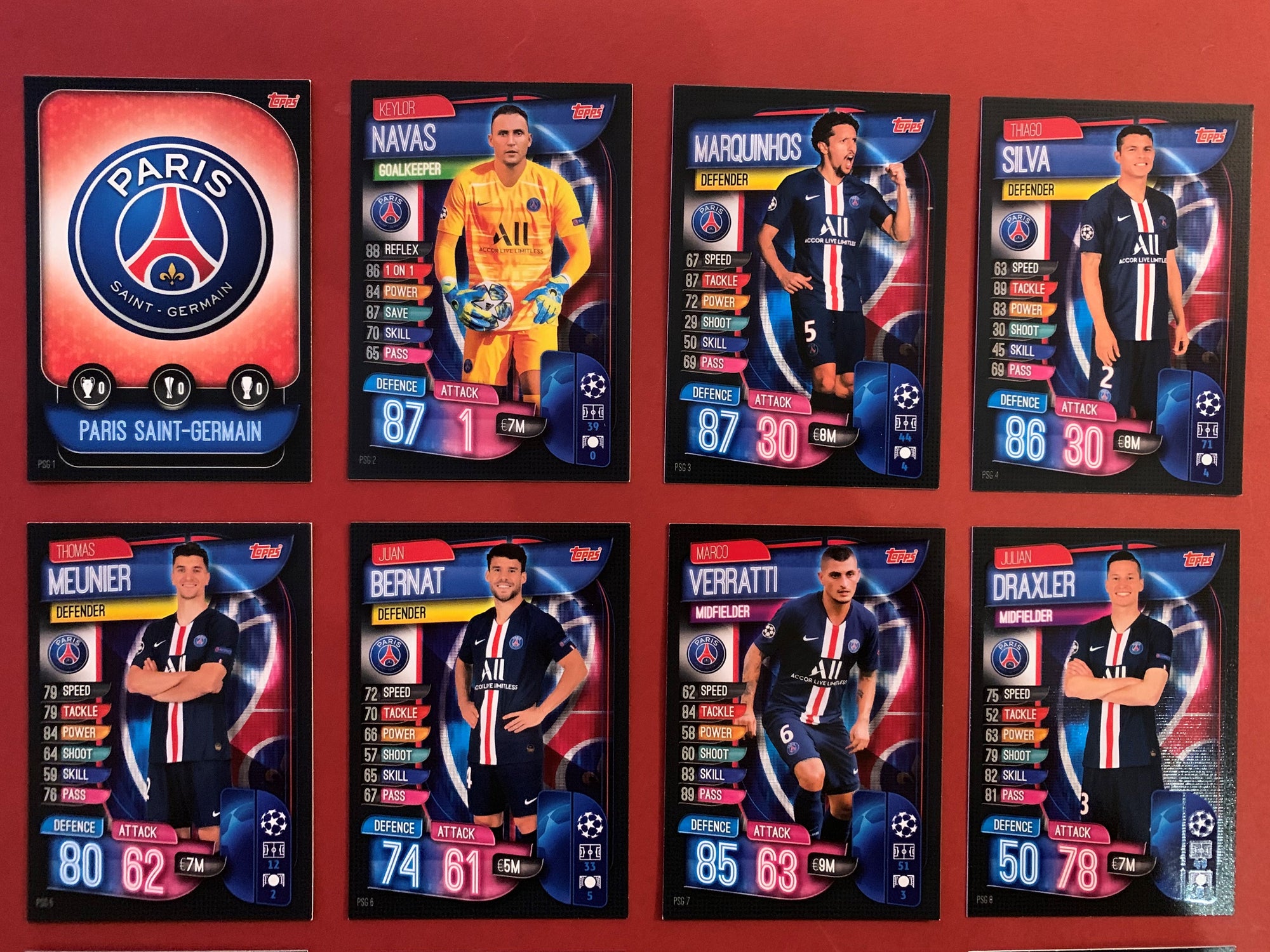 PARIS SAINT-GERMAIN - KOMPLETT SETT MED TOPPS MATCH ATTAX CHAMPIONS LEAGUE 2019/20