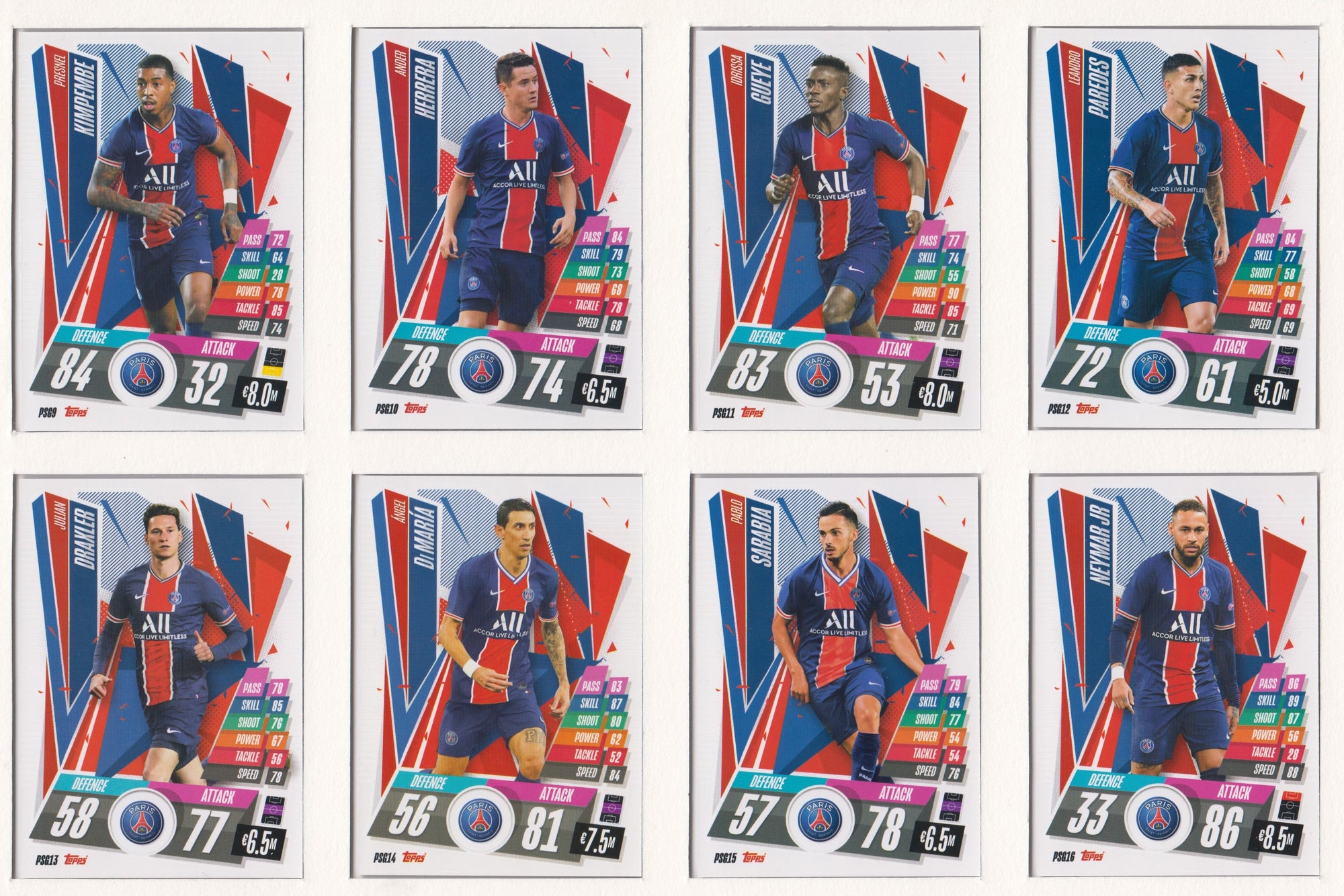PARIS SAINT-GERMAIN KOMPLETT SETT MED TOPPS CHAMPIONS LEAGUE 2020/21