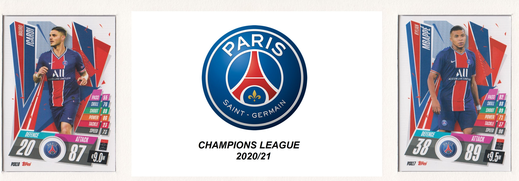 PARIS SAINT-GERMAIN KOMPLETT SETT MED TOPPS CHAMPIONS LEAGUE 2020/21