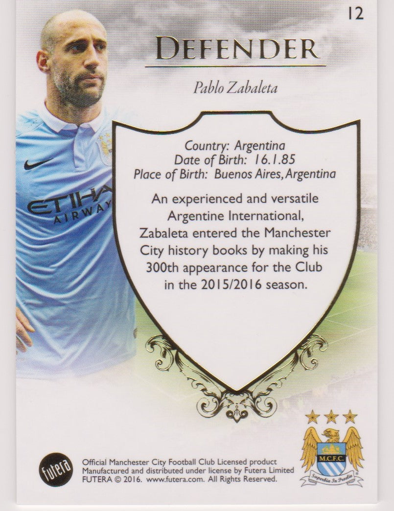 012. PABLO ZABALETA - CLUB BASE - MANCHESTER CITY