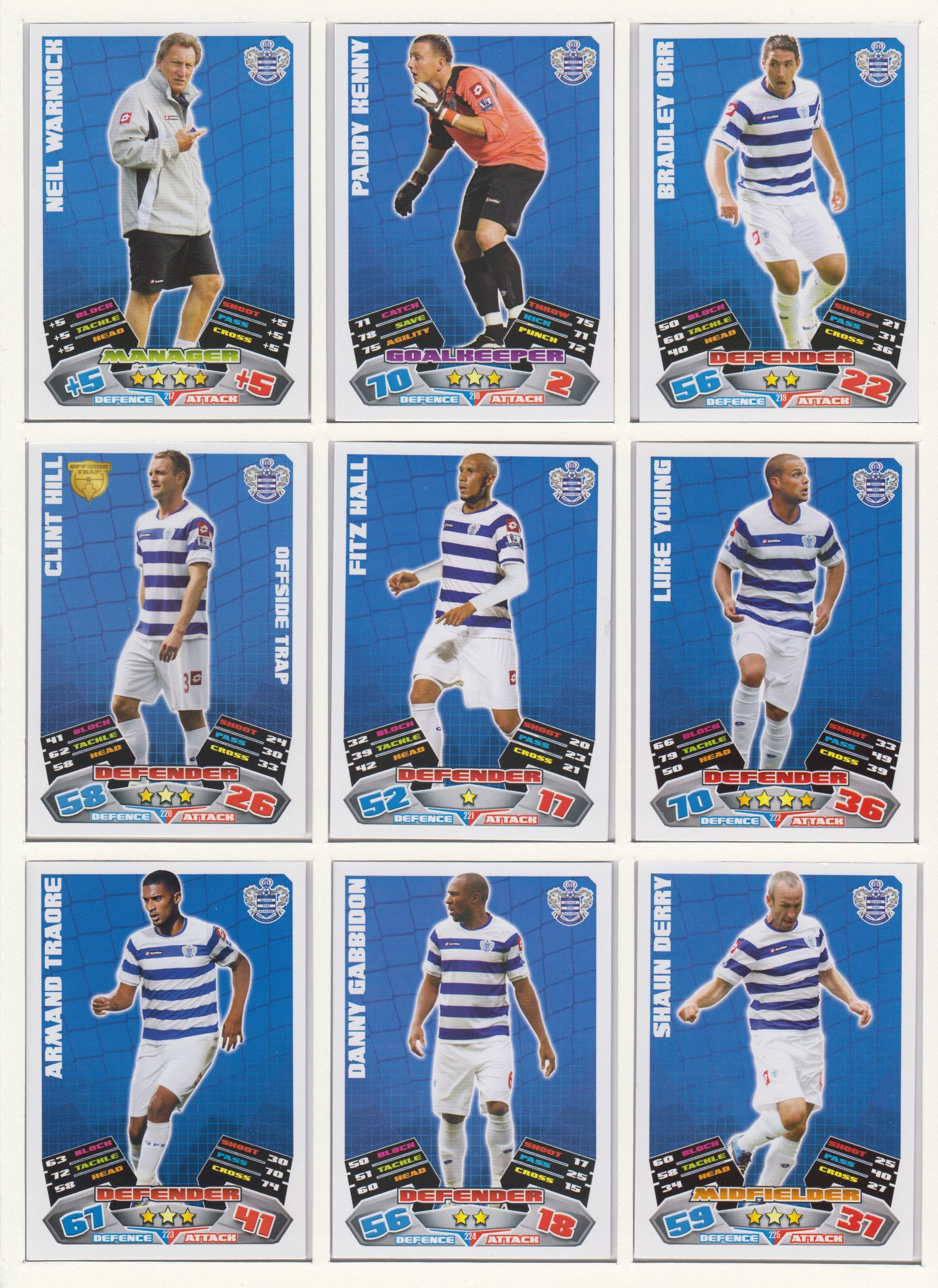000. QUEENS PARK RANGERS - KOMPLETT SETT MED TOPPS MATCH ATTAX PREMIER LEAGUE 2011/12