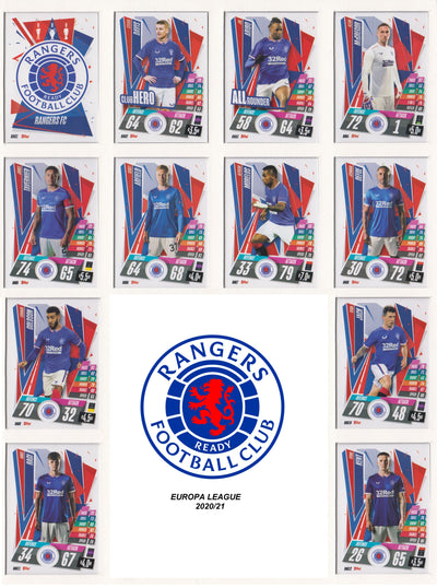 RANGERS FC KOMPLETT SETT MED TOPPS EUROPA LEAGUE 2020/21