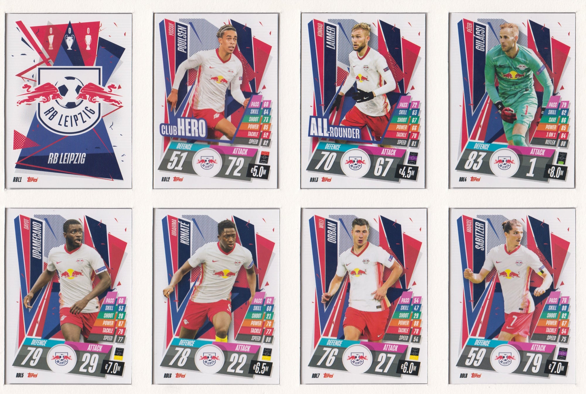 RB LEIPZIG KOMPLETT SETT MED TOPPS CHAMPIONS LEAGUE 2020/21