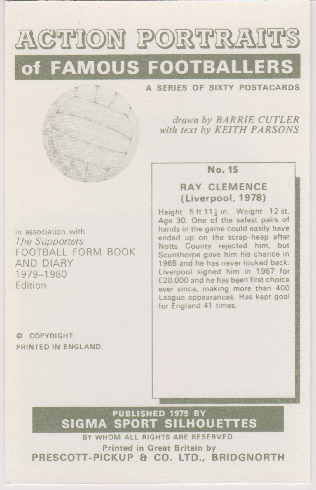 RAY CLEMENCE - LIVERPOOL - SIGMA SPORT SILHOUETTES 1979