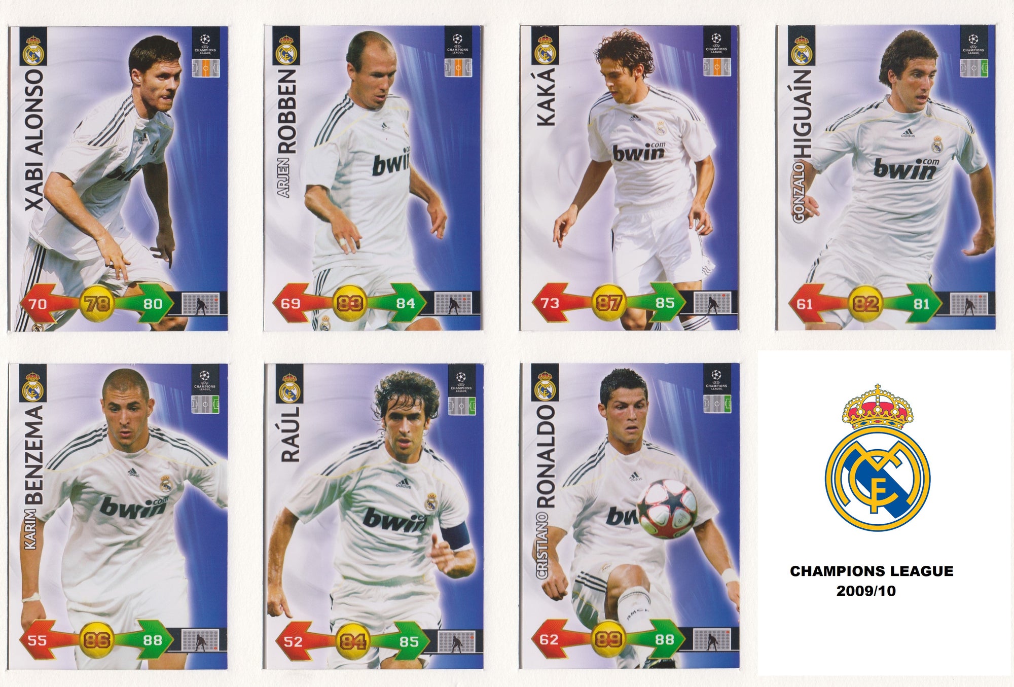 000. REAL MADRID KOMPLETT SETT "TEAM MATES" - CHAMPIONS LEAGUE 2009/10