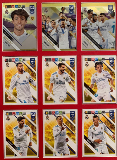 000. REAL MADRID KOMPLETT SETT MED TEAM MATES + 6 GULLKORT FRA PANINI FIFA 2019