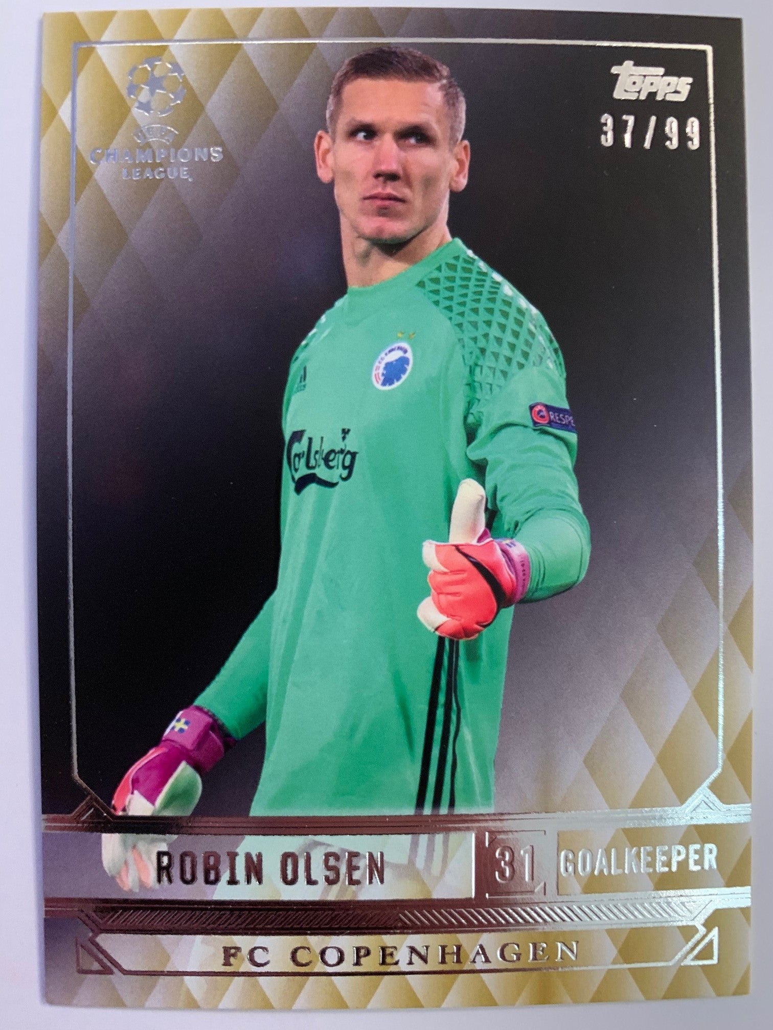 ROBIN OLSEN - FC COPENHAGEN - TOPPS CHAMPIONS LEAGUE - CROME #99