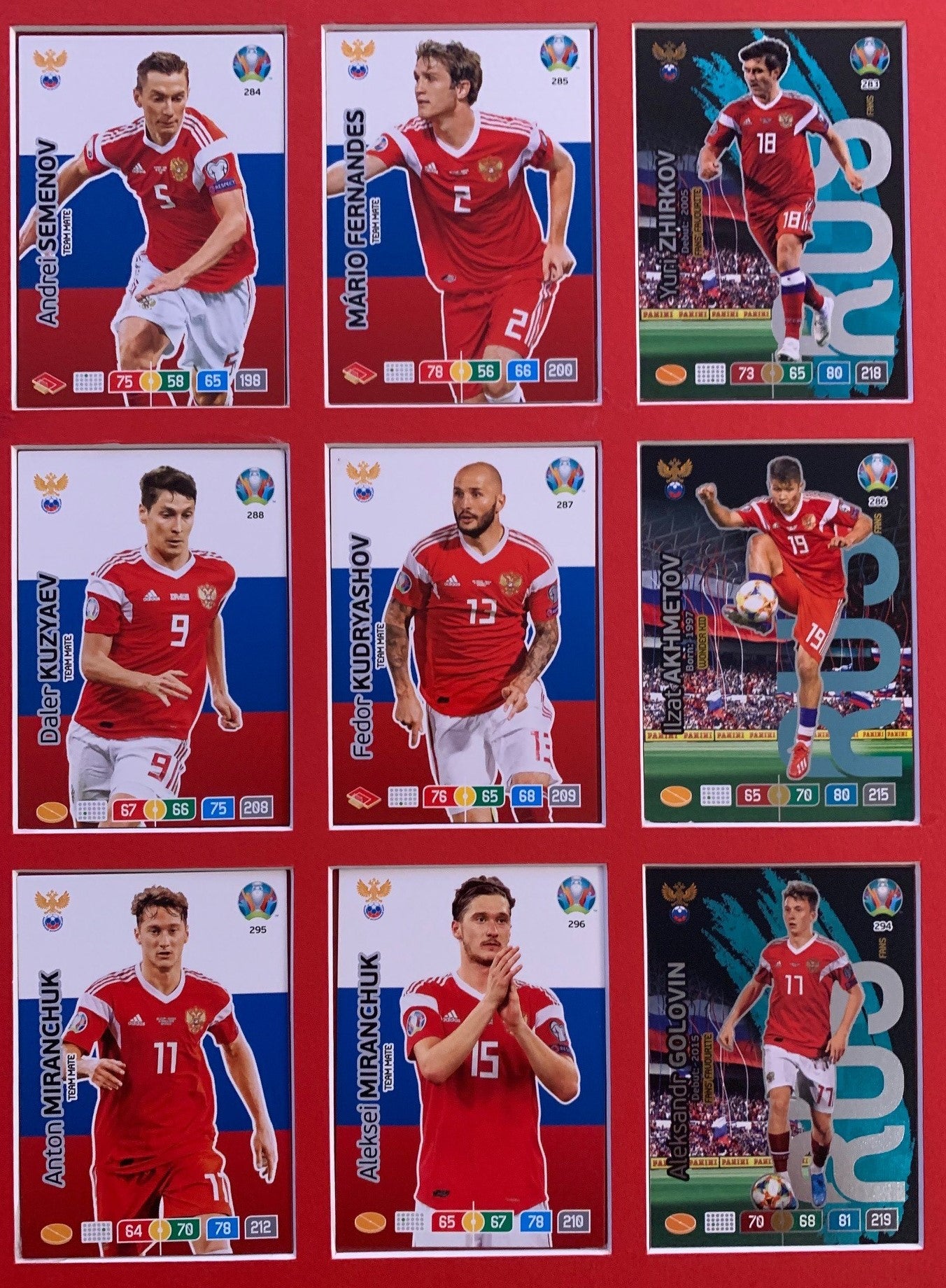 000. RUSSIA - KOMPLETT SETT MED 18 KORT - PANINI EURO 2020