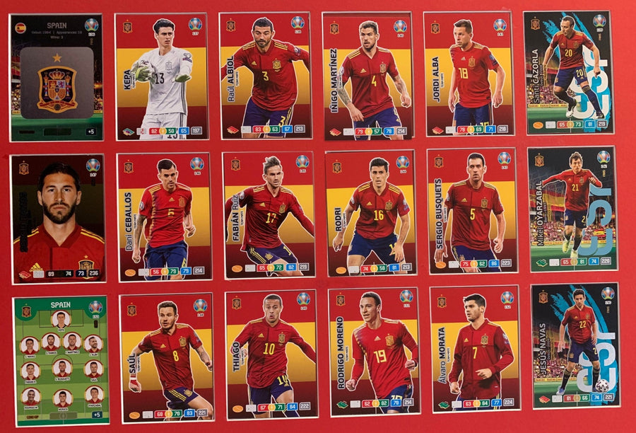 000. SPAIN - KOMPLETT SETT MED 18 KORT - PANINI EURO 2020