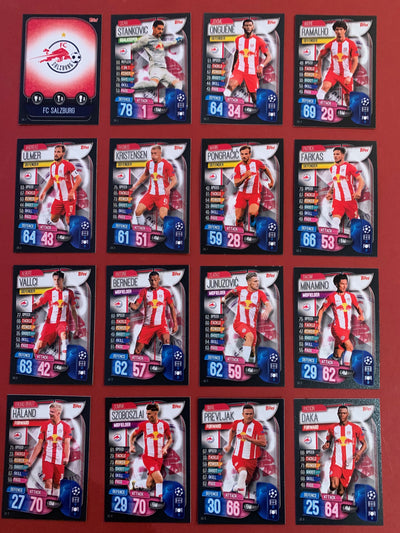 FC SALZBURG- KOMPLETT SETT MED TOPPS MATCH ATTAX CHAMPIONS LEAGUE 2019/20