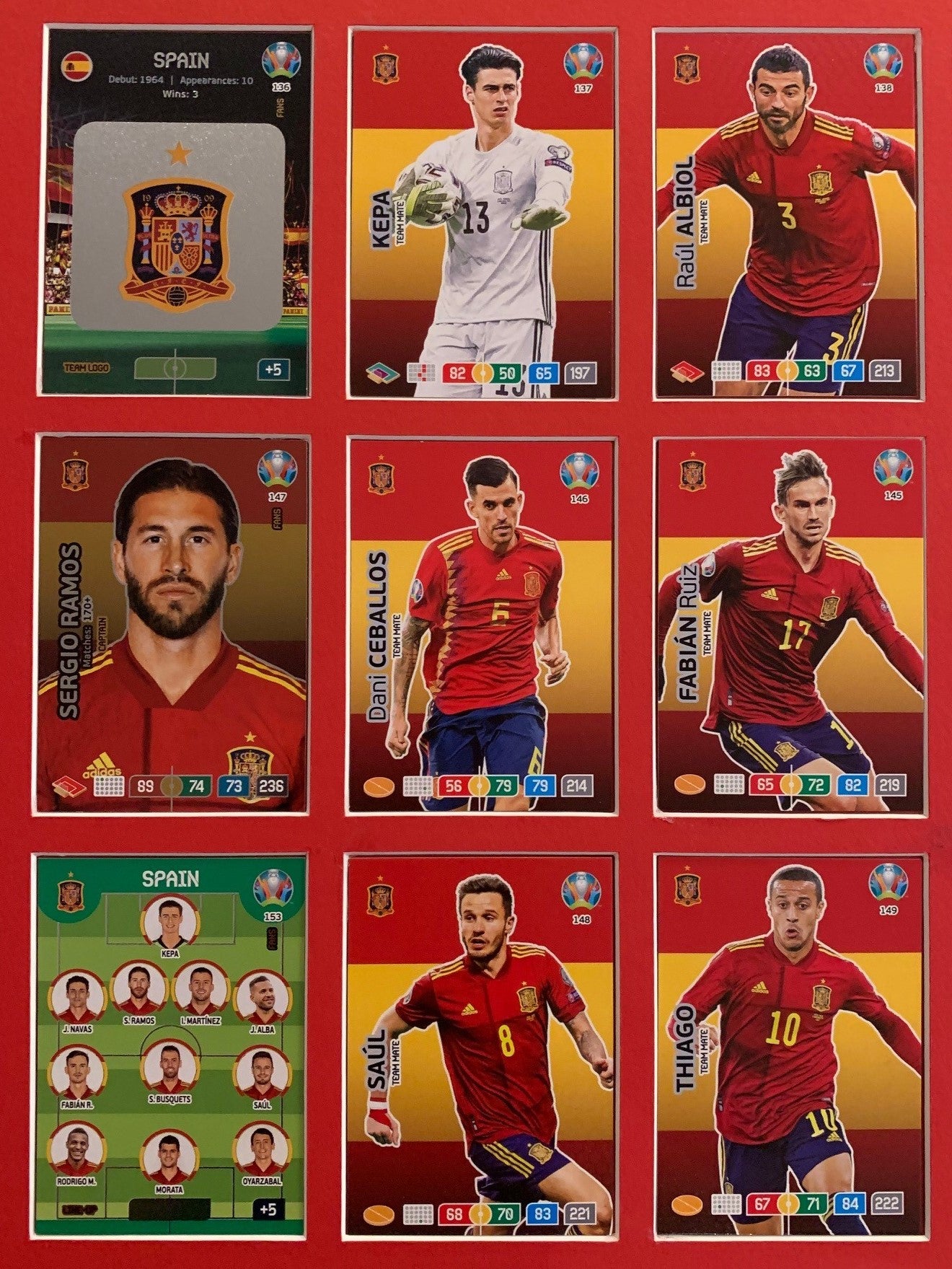000. SPAIN - KOMPLETT SETT MED 18 KORT - PANINI EURO 2020