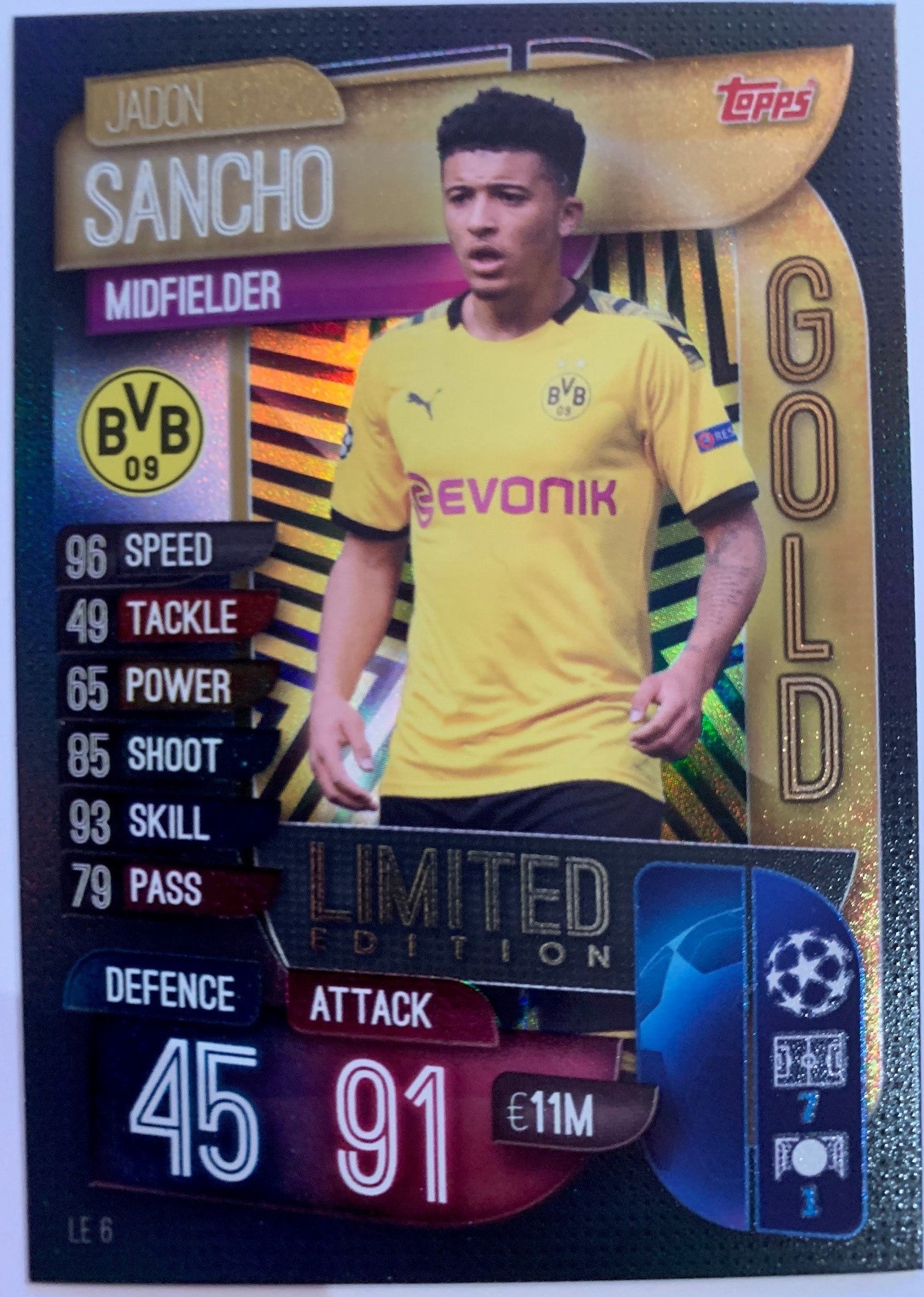 LE06. JADON SANCHO - BORUSSIA DORTMUND - LIMITED EDITION GOLD