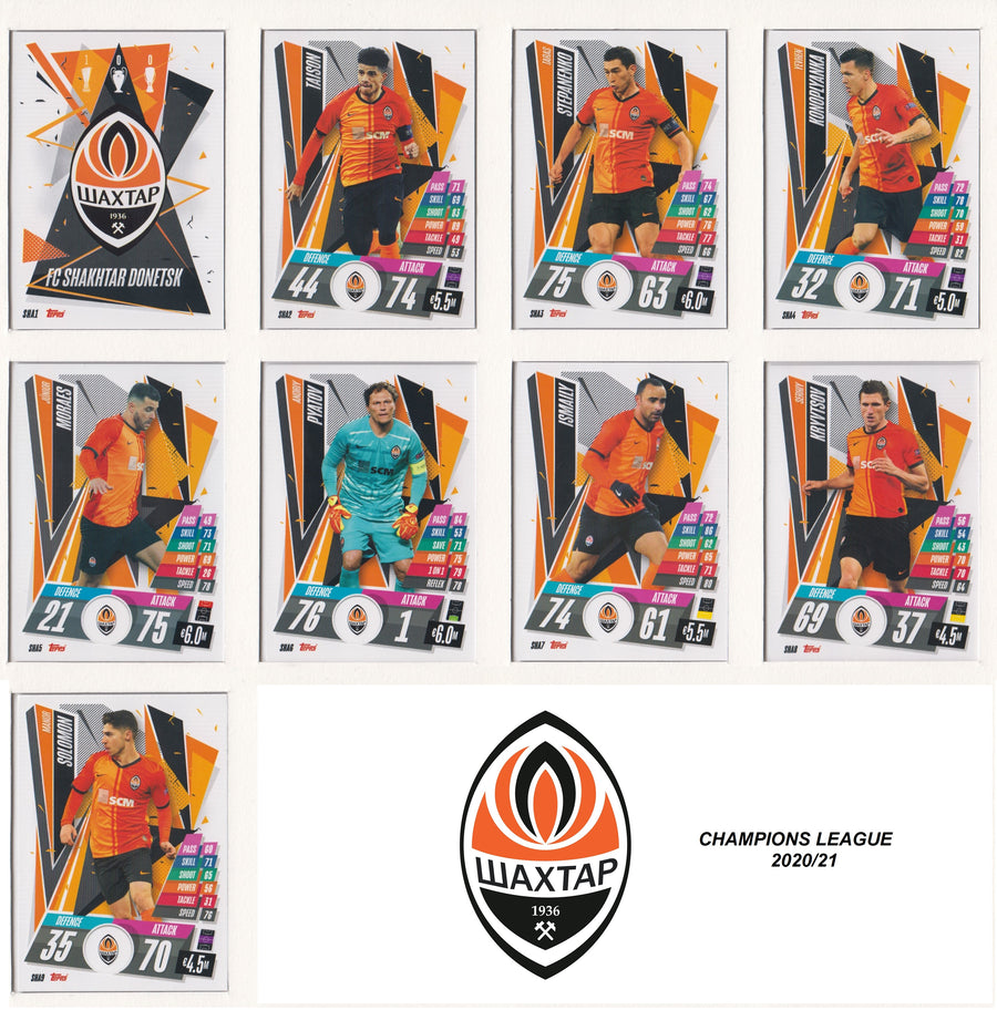 FC SHAKTAR DONTESK KOMPLETT SETT MED TOPPS CHAMPIONS LEAGUE 2020/21