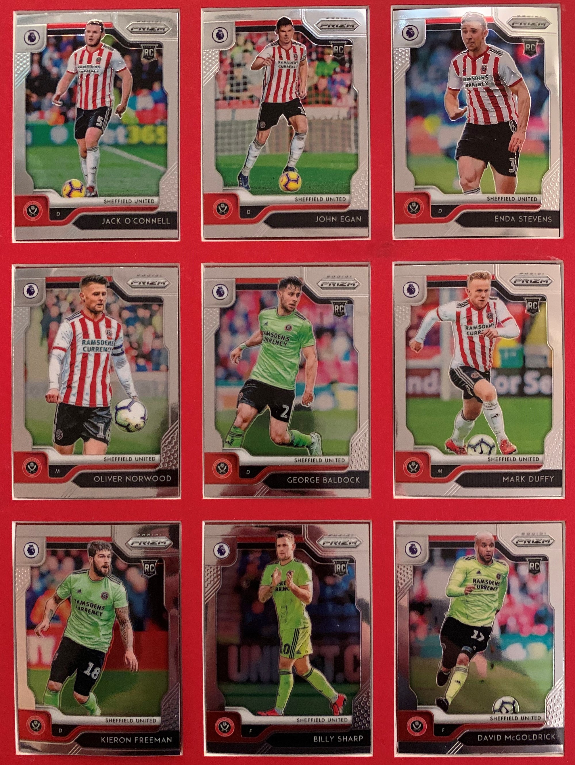 000. SHEFFIELD UNITED -  KOMPLETT SETT MED PANINI PRIZM PREMIER LEAGUE 2019/20