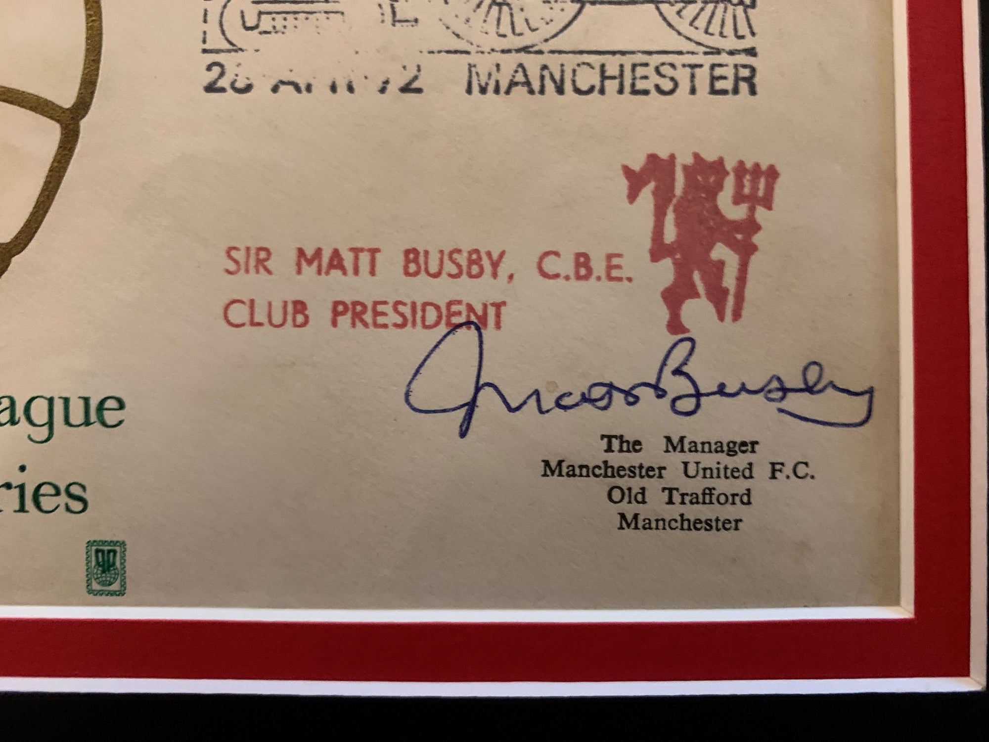 SIR MATT BUSBY - SIGNERT MONTASJE MED EKTEHETSBEVIS/COA
