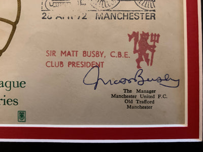 SIR MATT BUSBY - SIGNERT MONTASJE MED EKTEHETSBEVIS/COA