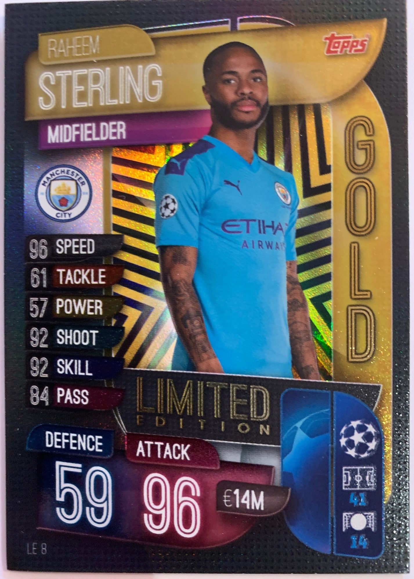 LE08. RAHEEM STERLING - MANCHESTER CITY - LIMITED EDITION GOLD