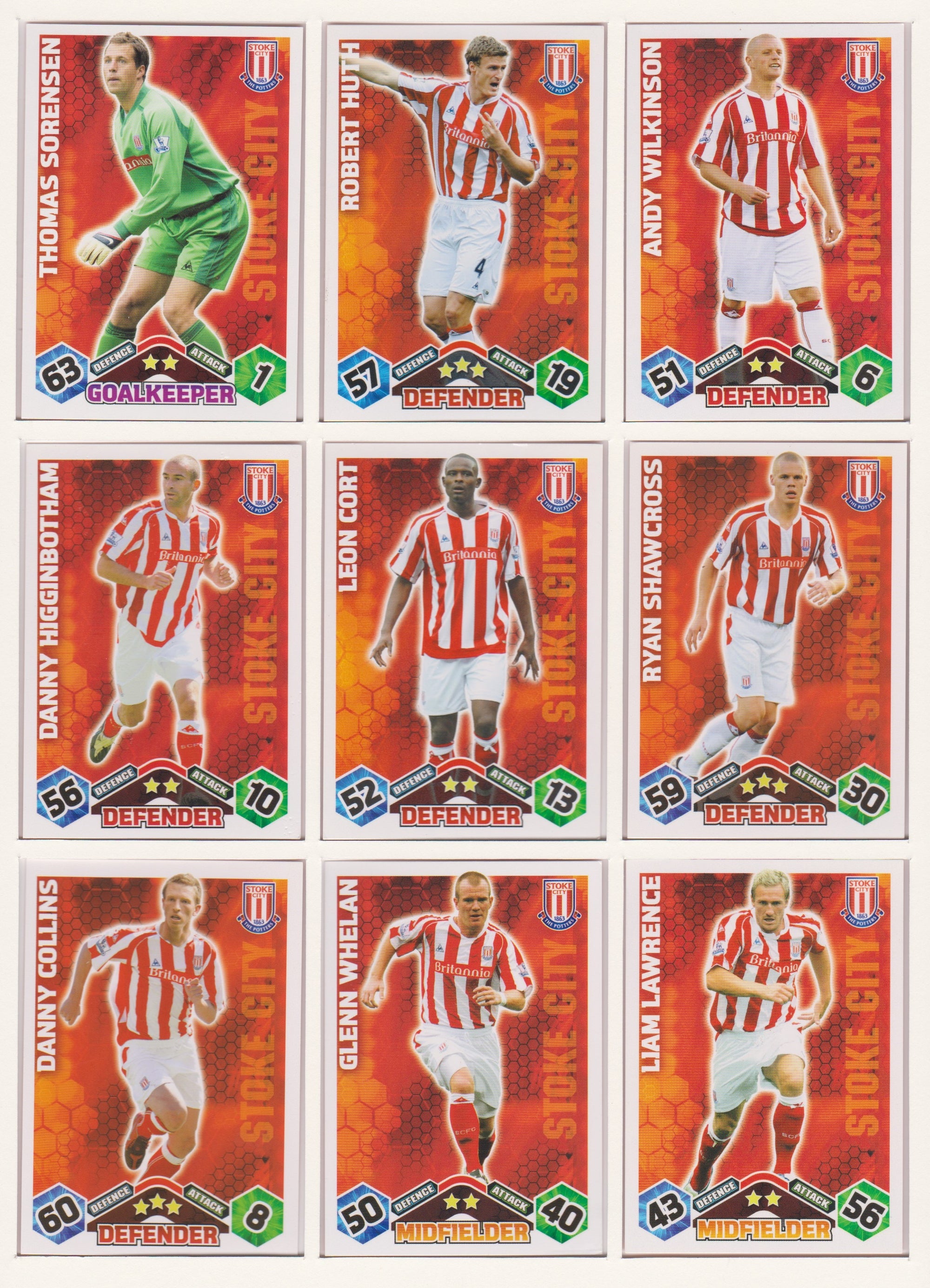 000. STOKE CITY - KOMPLETT SETT MED TOPPS MATCH ATTAX PREMIER LEAGUE 2009/10