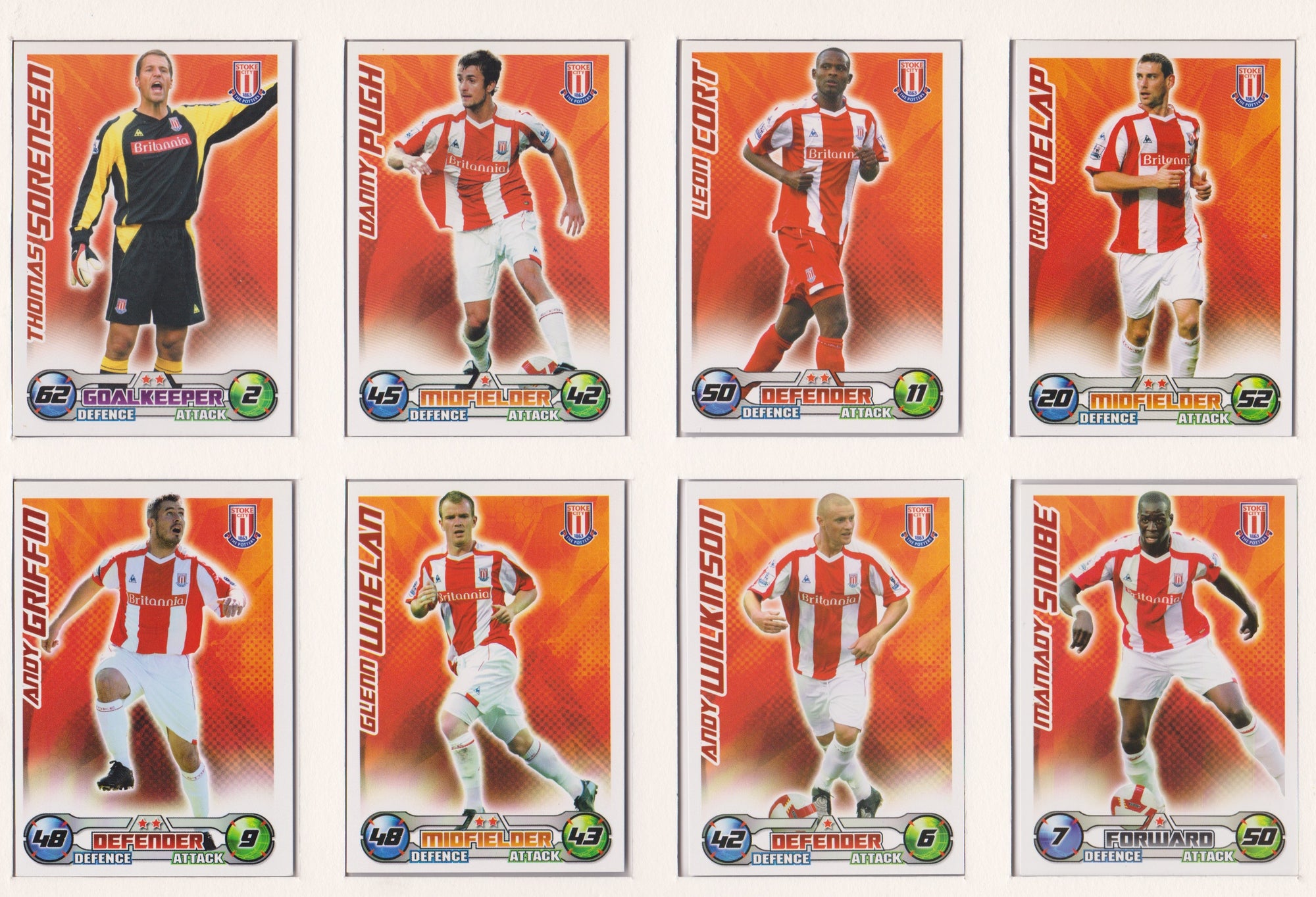 000. STOKE CITY - KOMPLETT MED FOTBALLKORT FRA MATCH ATTAX 2008/09