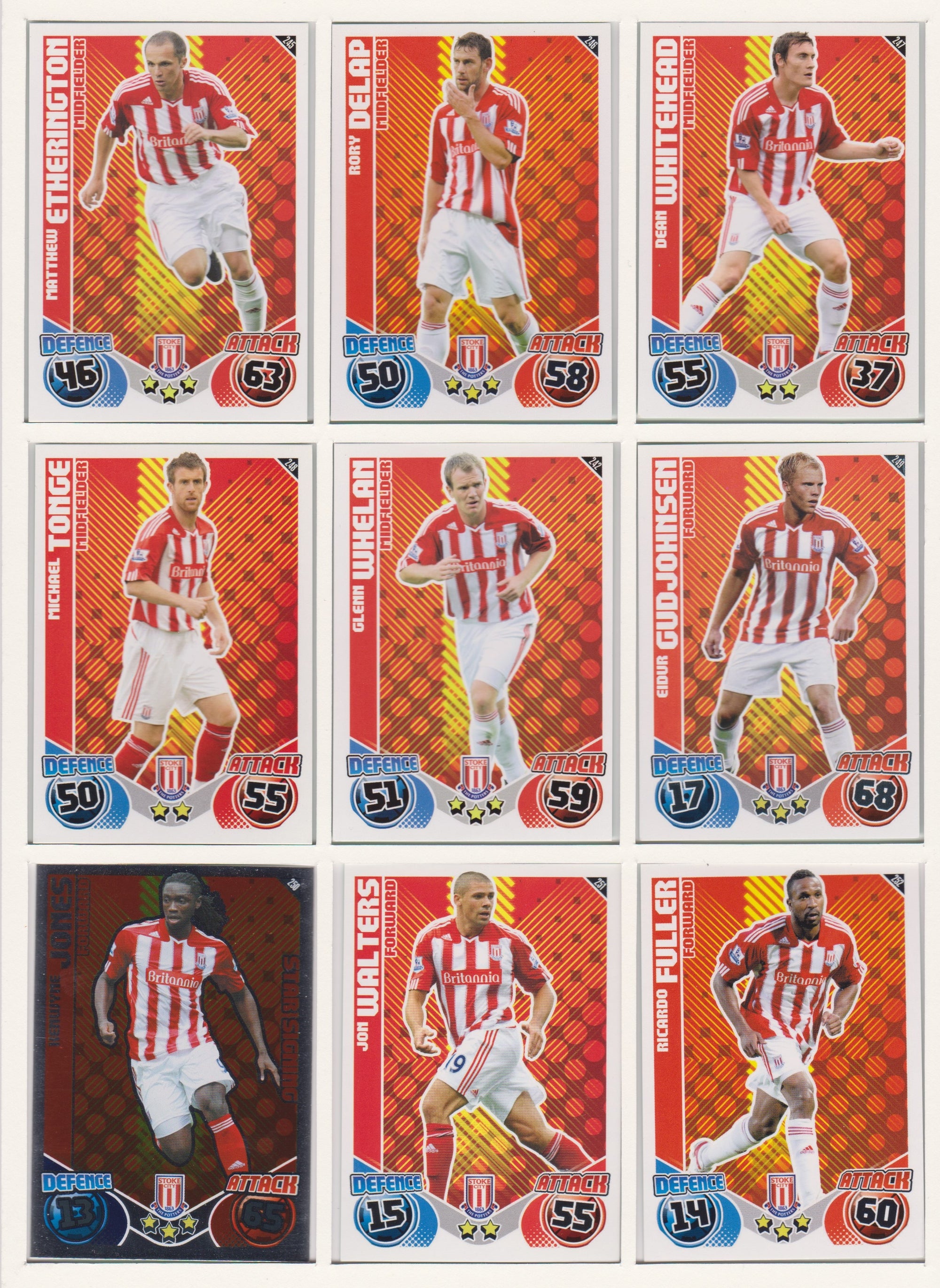 000. STOKE CITY - KOMPLETT SETT MED TOPPS MATCH ATTAX PREMIER LEAGUE 2010/11