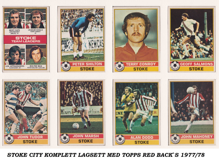 000. STOKE CITY - KOMPLETT SETT MED FOTBALLKORT FRA TOPPS 1977/78