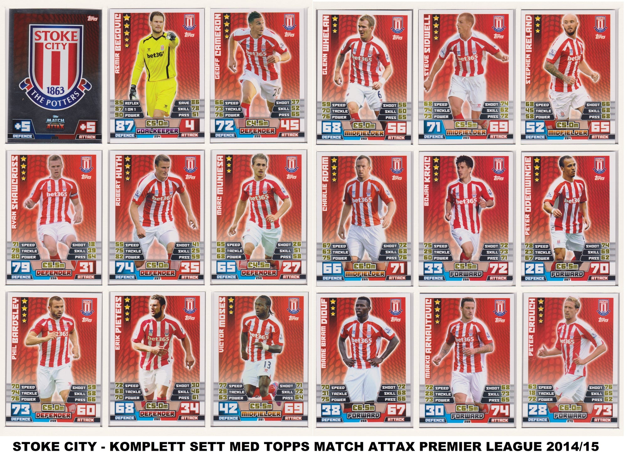 000. STOKE CITY - KOMPLETT LAGSETT MATCH ATTAX PREMIER LEAGUE 2014/15