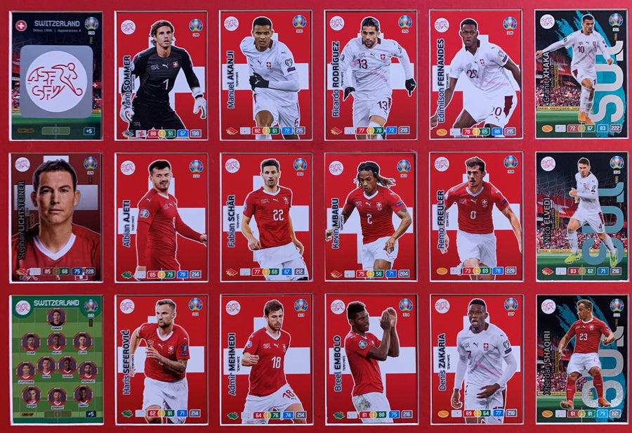 000. SWITZERLAND - KOMPLETT SETT MED 18 KORT - PANINI EURO 2020